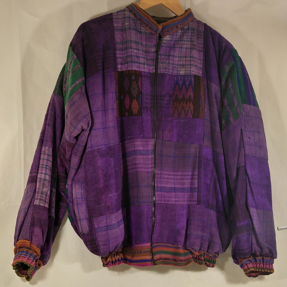 Purple Patchwork Men’s Bomber Jacket